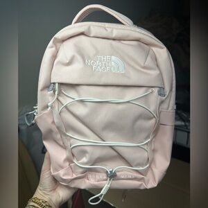 North Face Borealis Mini Backpack in pink moss/TNF white